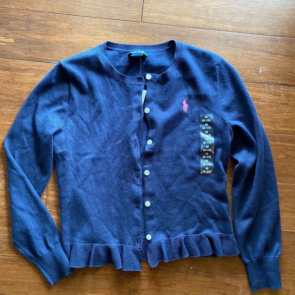 Little girls navy blue Polo Ralph Lauren sweater